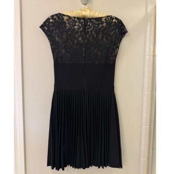AMEN Paris Black Lace & Pleated Mini Dress - Cap Sleeves - Picture 2 of 5